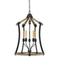 5 Bulb Pendant Fixture with Wooden and Metal Frame Brown and Black By Casagear Home BM224958