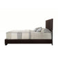 Faux Leather Eastern King Bed with Low Profile Footboard Espresso Brown By Casagear Home BM225022