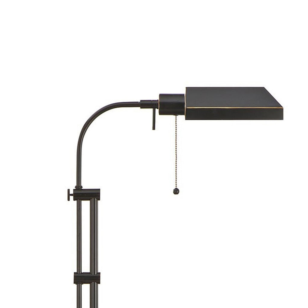 Metal Rectangular Floor Lamp with Adjustable Pole Dark Bronze By Casagear Home BM225081