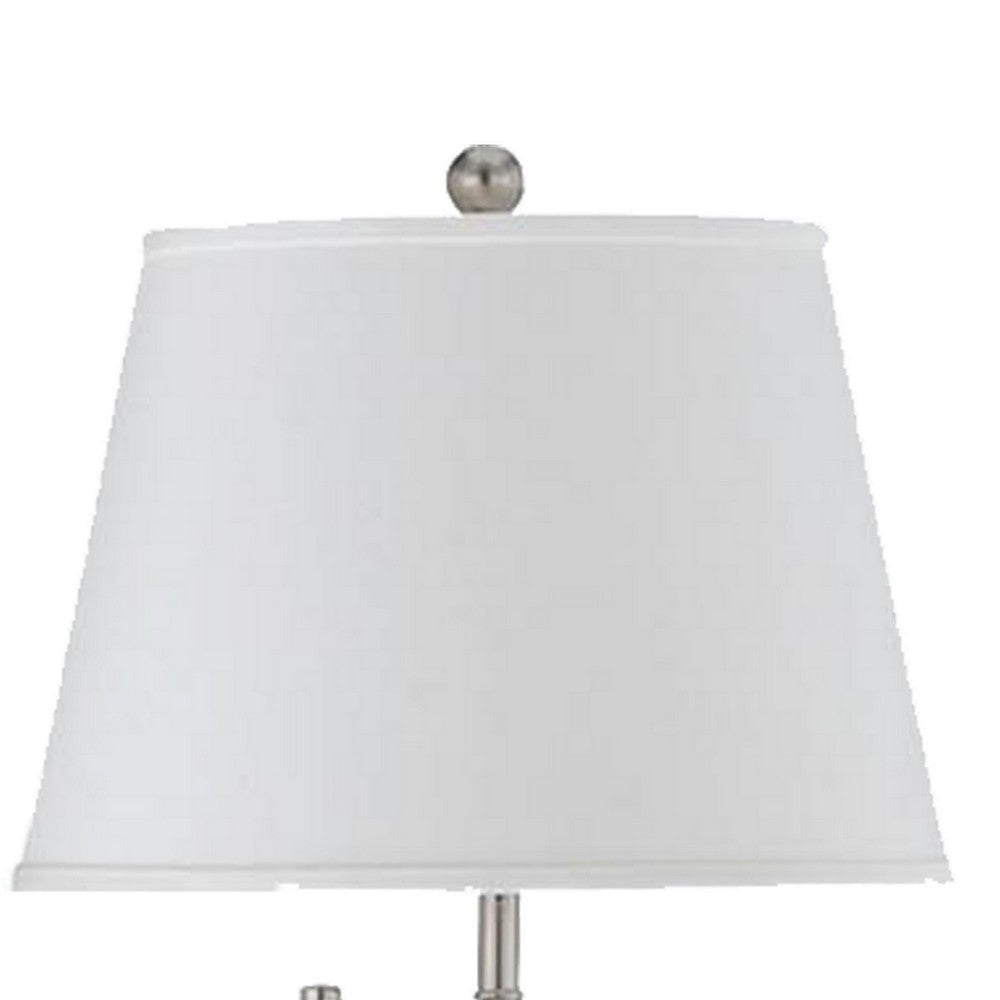 Metal Round 3 Way Floor Lamp with Spider Type Shade Silver and White By Casagear Home BM225111