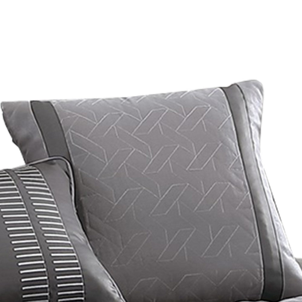 10 Piece Queen Polyester Comforter Set with Geometric Print Gray By Casagear Home BM225160