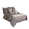 10 Piece King Polyester Comforter Set with Leaf Print, Platinum Gray By Casagear Home