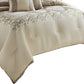 10 Piece King Polyester Comforter Set with Damask Print Cream and Gold By Casagear Home BM225169