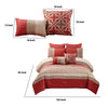 8 Piece King Polyester Comforter Set with Geometric Embroidery Orange By Casagear Home BM225171