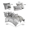 12 Piece King Polyester Comforter Set with Medallion Print Platinum Gray By Casagear Home BM225173