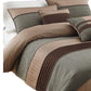 7 Piece King Polyester Comforter Set with Pleats and Texture Gray and Brown By Casagear Home BM225183