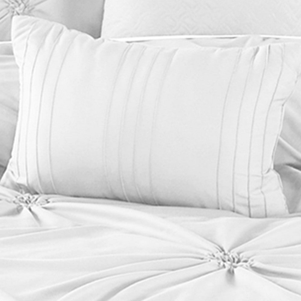 8 Piece Queen Polyester Comforter Set with Diamond Tufting White By Casagear Home BM225186