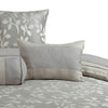 King Size 7 Piece Fabric Comforter Set with Leaf Prints Gray By Casagear Home BM225197