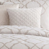 9 Piece Queen Size Fabric Comforter Set with Quatrefoil Prints White By Casagear Home BM225202