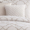 9pc Queen Size Comforter Set with Quatrefoil Prints White Polyester BM225202