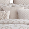 9 Piece Queen Size Fabric Comforter Set with Quatrefoil Prints White By Casagear Home BM225202