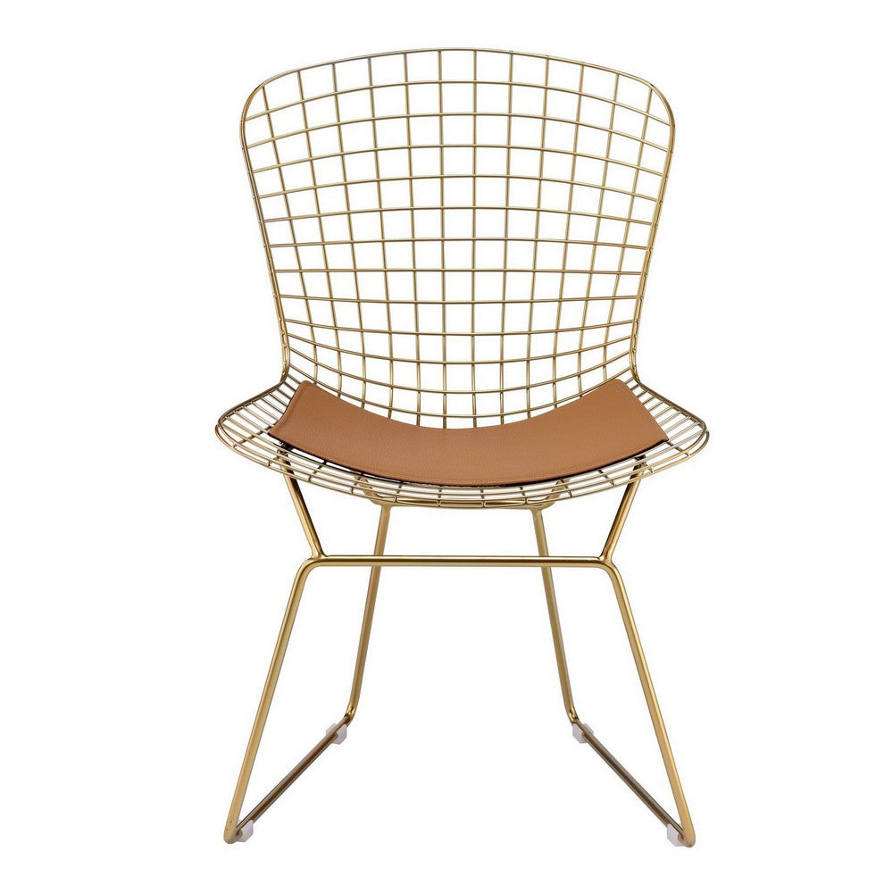 33’ Cage Design Metal Side Chair Set of 2 Gold By Casagear Home BM225692