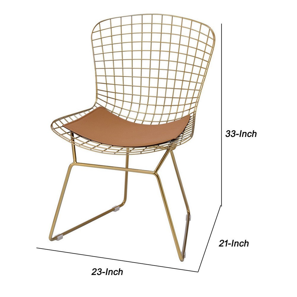 33’ Cage Design Metal Side Chair Set of 2 Gold By Casagear Home BM225692