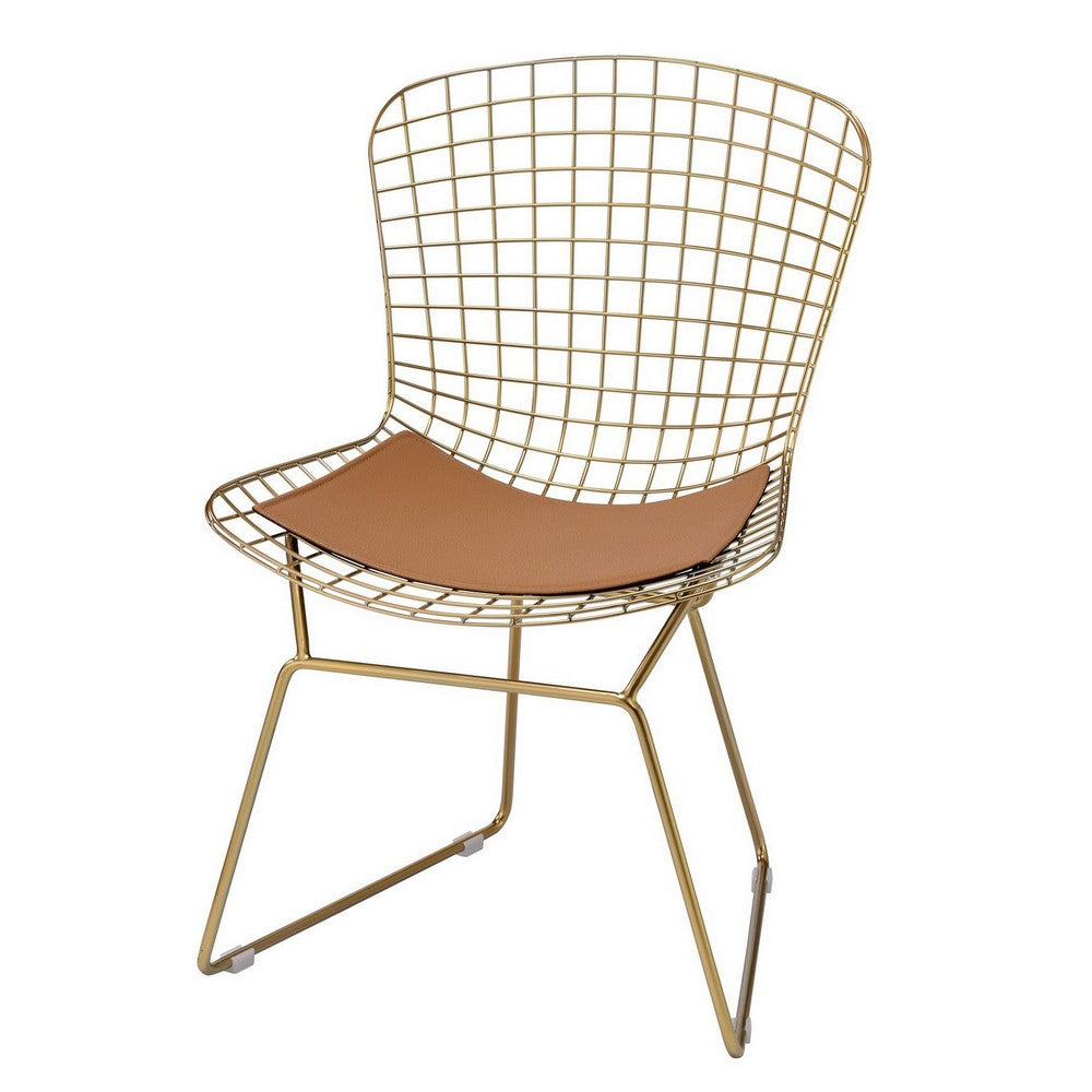 33’ Cage Design Metal Side Chair Set of 2 Gold By Casagear Home BM225692