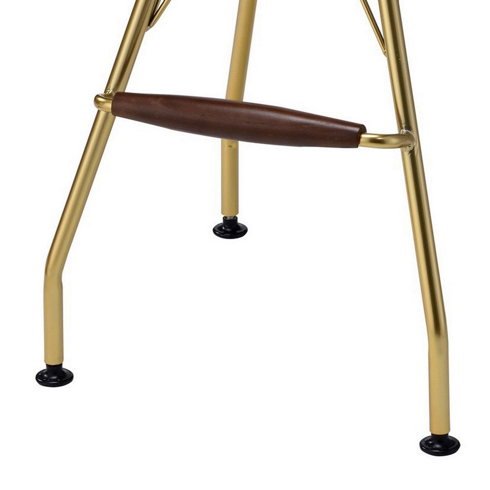 30 Inch Metal Backless Barstool with Braces Set of 2 Gold By Casagear Home BM225693