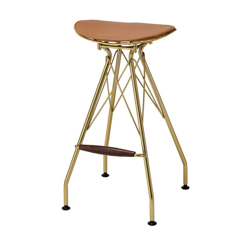 30 Inch Metal Backless Barstool with Braces Set of 2 Gold By Casagear Home BM225693