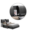 Faux Leather Eastern King Bed with Storage Headboard and Drop Tray Black By Casagear Home BM225708