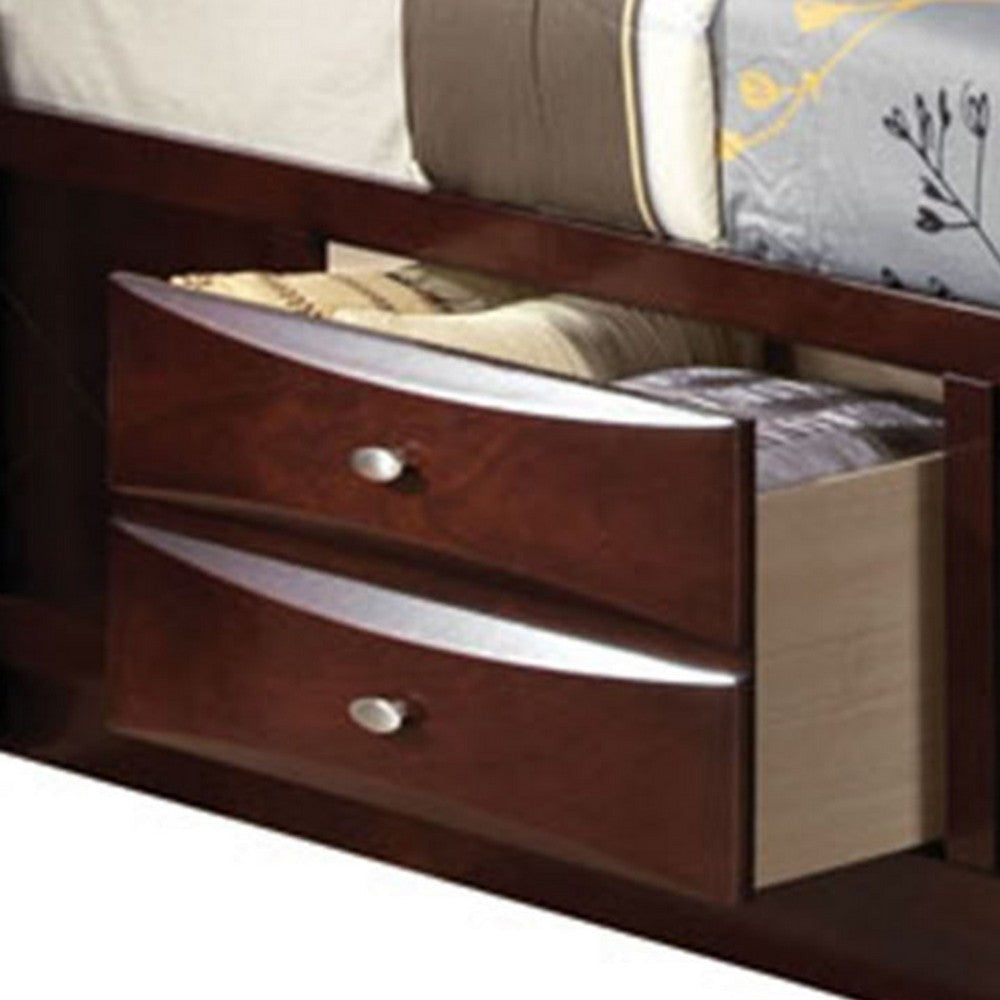 Panel Design Eastern King Size Bed with Bookcase and Drawers Brown By Casagear Home BM225709