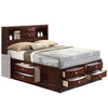 Panel Design Eastern King Size Bed with Bookcase and Drawers, Brown By Casagear Home