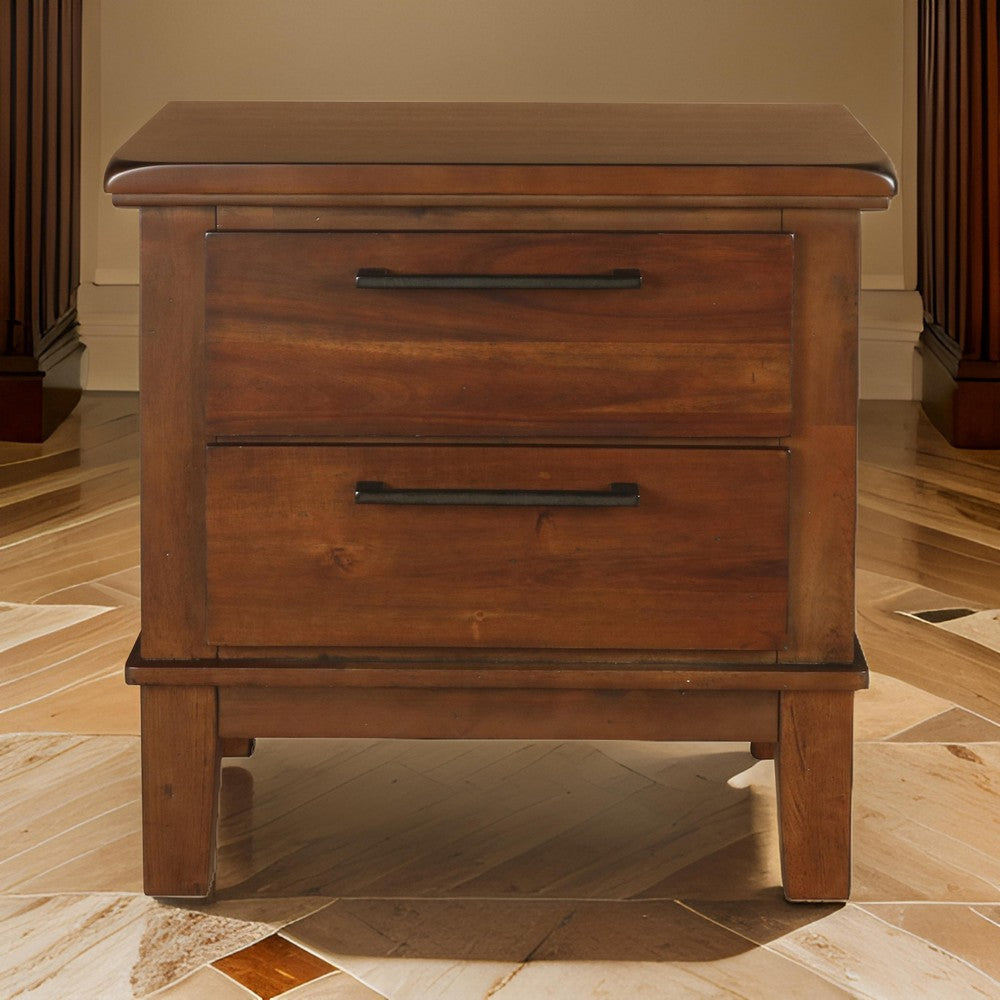 29" 2 Spacious Drawer Nightstand with Chamfered Legs, Brown By Casagear Home