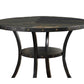 Wooden Round Dining Table with Open Shelf and Nailhead Trims Black By Casagear Home BM225834