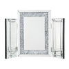 Tri Fold Mirror Panel Frame Accent Decor with Faux Diamond, Silver By Casagear Home