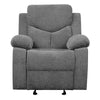 Fabric Upholstered Glider Recliner Chair with Pillow Top Armrest Gray By Casagear Home BM225898