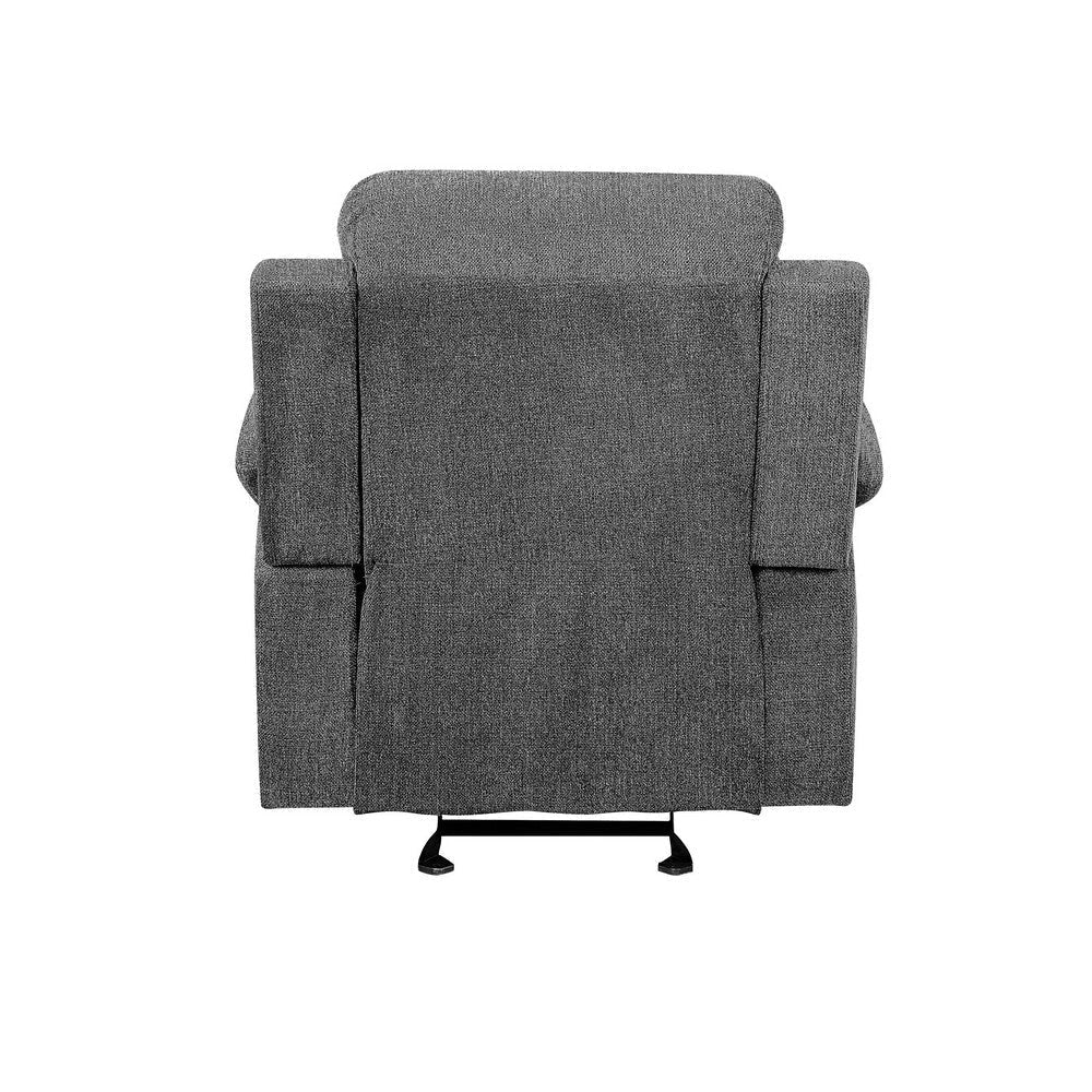 Fabric Upholstered Glider Recliner Chair with Pillow Top Armrest Gray By Casagear Home BM225898