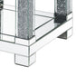 End Table with Faux Gemstone Accents and Mirrored Open Bottom Shelf Silver By Casagear Home BM225944