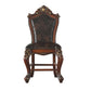 Leatherette Padded Counter Height Chair with Carvings Set of 2 Brown By Casagear Home BM225948