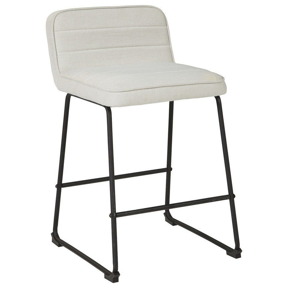 Channel Stitched Low Back Fabric Barstool with Sled Base Set of 2 White By Casagear Home BM226195