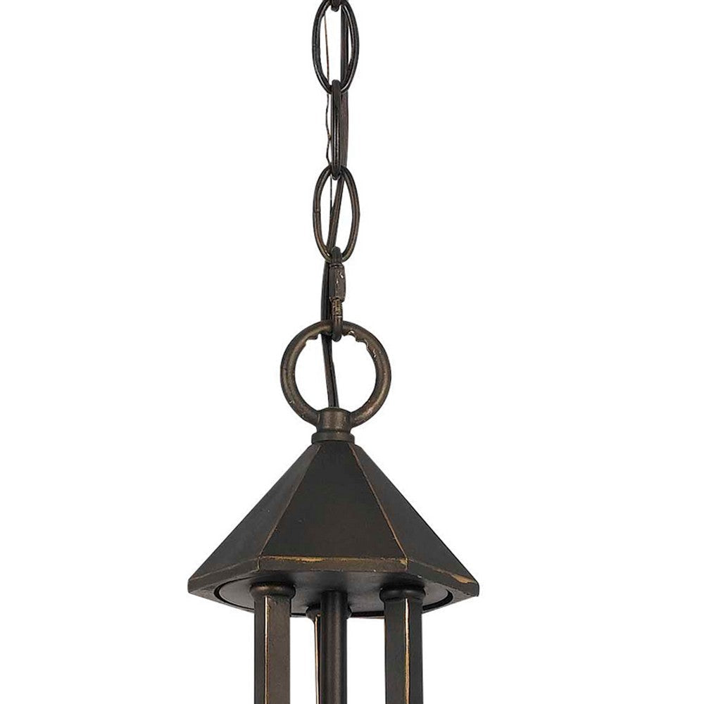 3 Bulb Chandelier with Metal Frame and Smoked Glass Shade Bronze By Casagear Home BM226302