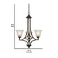 3 Bulb Chandelier with Metal Frame and Smoked Glass Shade Bronze By Casagear Home BM226302