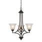 3 Bulb Chandelier with Metal Frame and Smoked Glass Shade, Bronze By Casagear Home