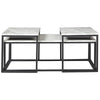 3 Piece Occasional Table Metal Frame Marble Top White and Black By Casagear Home BM226510