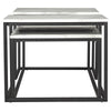 3 Piece Occasional Table Metal Frame Marble Top White and Black By Casagear Home BM226510