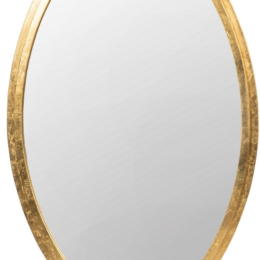 Oval Shape Metal Frame Wall Mirror Gold By Casagear Home BM226813