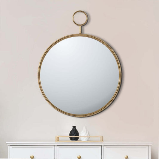 Oval Shape Metal Frame Wall Mirror, Small, Gold By Casagear Home