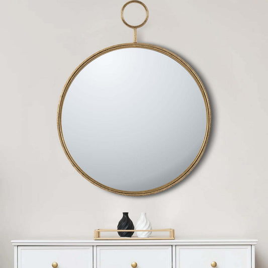 Oval Shape Metal Frame Wall Mirror, Large, Gold By Casagear Home