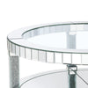 Round Mirrored Coffee Table with Faux Diamond and Bottom Shelf Silver By Casagear Home BM226896