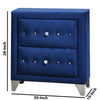 Velvet Upholstered 2 Drawer Wooden Nightstand with Faux Crustal Knobs Blue By Casagear Home BM226917