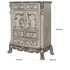 Traditional Wooden Chest with 5 Drawers and Carved Details Silver By Casagear Home BM226927