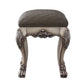 Traditional Wooden Vanity Stool with Leatherette Seat and Claw Legs Gray By Casagear Home BM226928