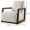 Horizontally Stitched Leather Accent Chair with Wooden Arms,White and Brown By Casagear Home BM226944