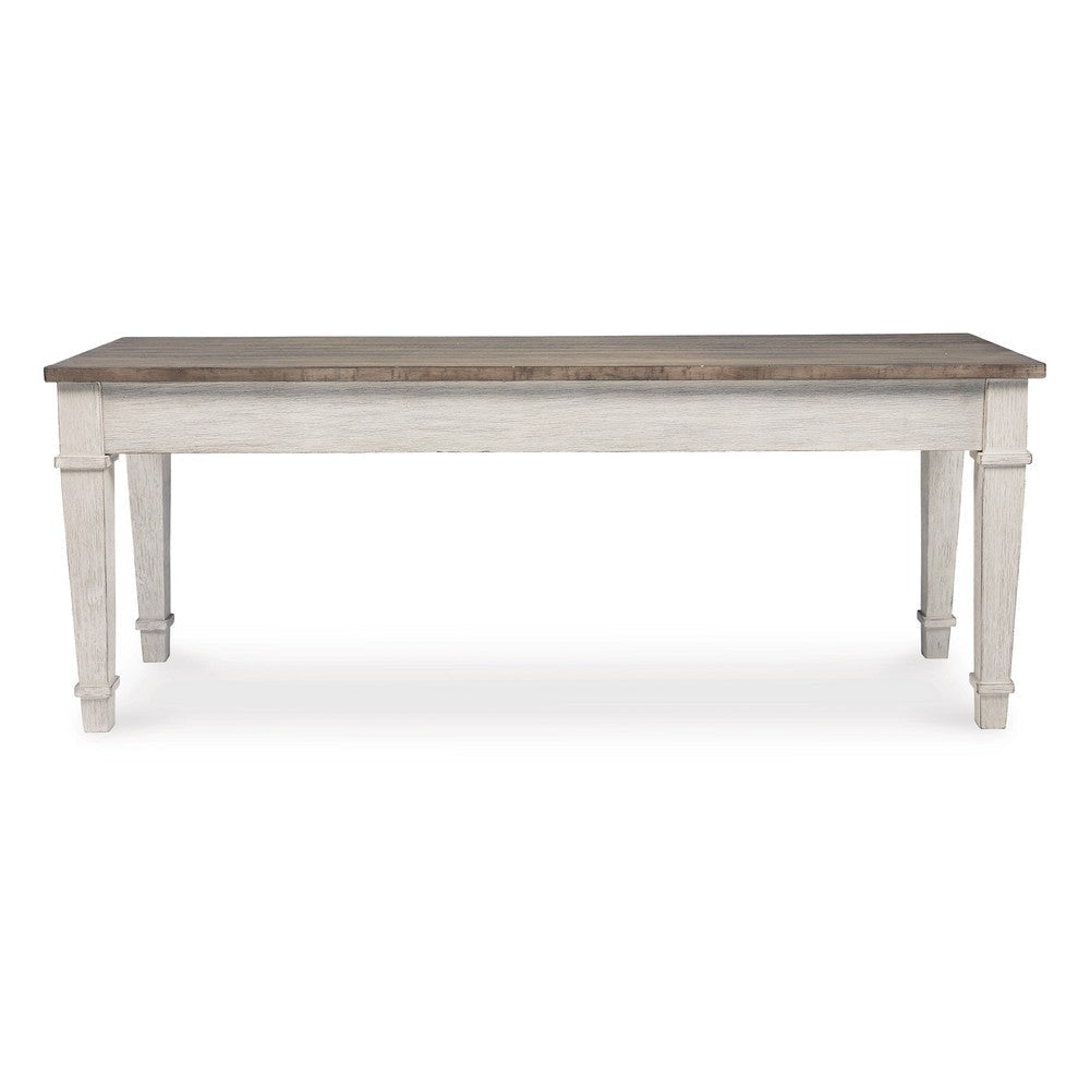 Rectangular Wooden Bench with Under seat Storage Antique White and Brown By Casagear Home BM227027