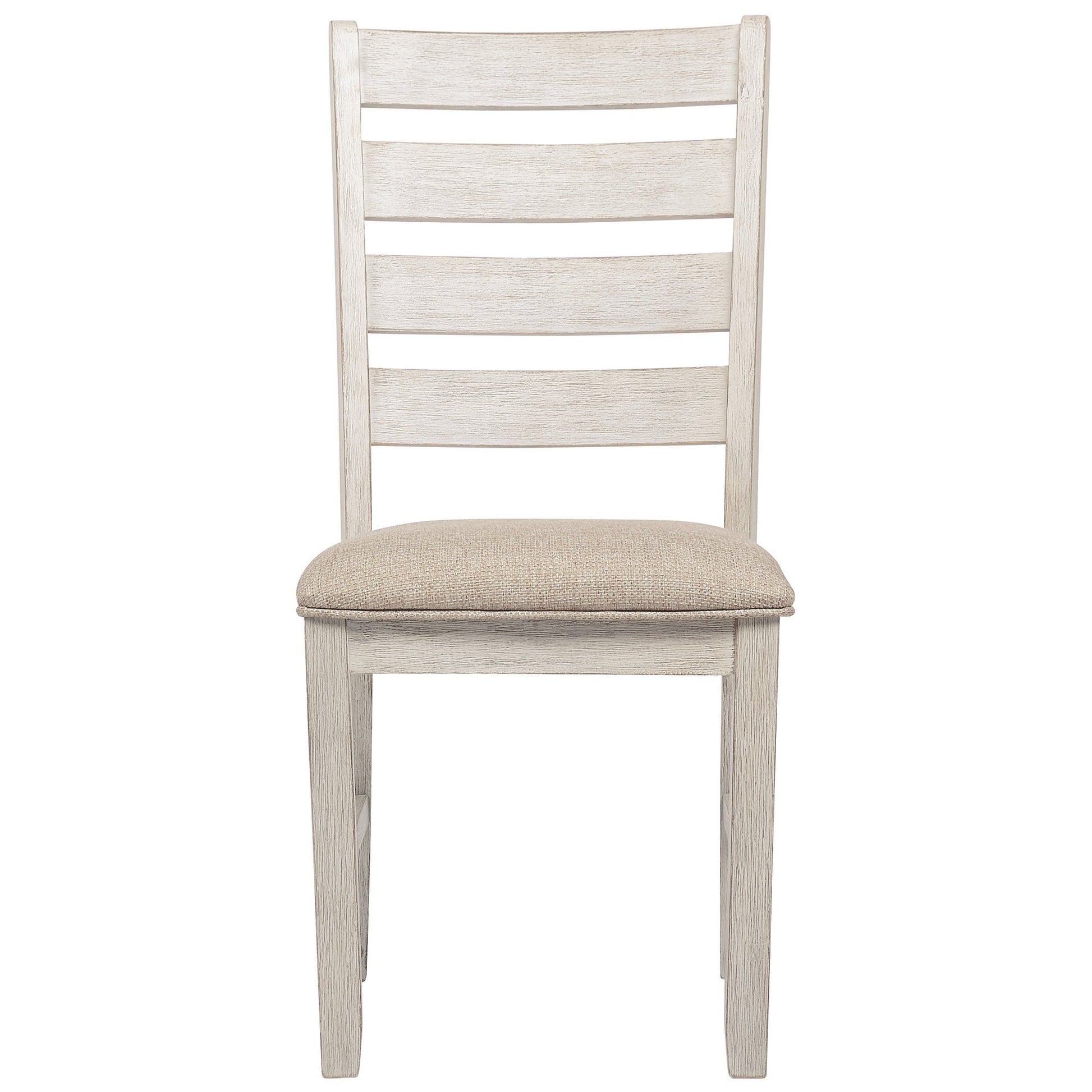 Fabric Dining Side Chair with Ladder Back Set of 2 White and Brown By Casagear Home BM227028