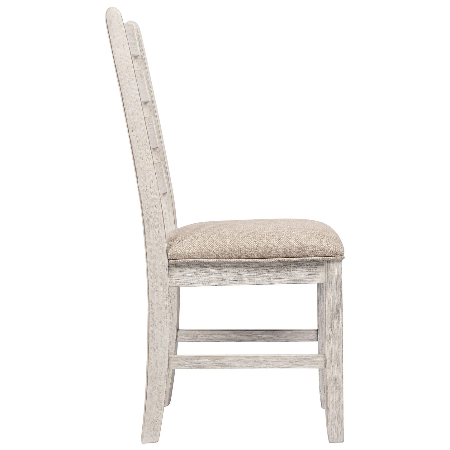 Fabric Dining Side Chair with Ladder Back Set of 2 White and Brown By Casagear Home BM227028