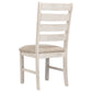 Fabric Dining Side Chair with Ladder Back Set of 2 White and Brown By Casagear Home BM227028