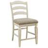 Fabric Upholstered Barstool with Ladder Back Set of 2 White and Brown By Casagear Home BM227049