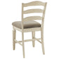 Fabric Upholstered Barstool with Ladder Back Set of 2 White and Brown By Casagear Home BM227049